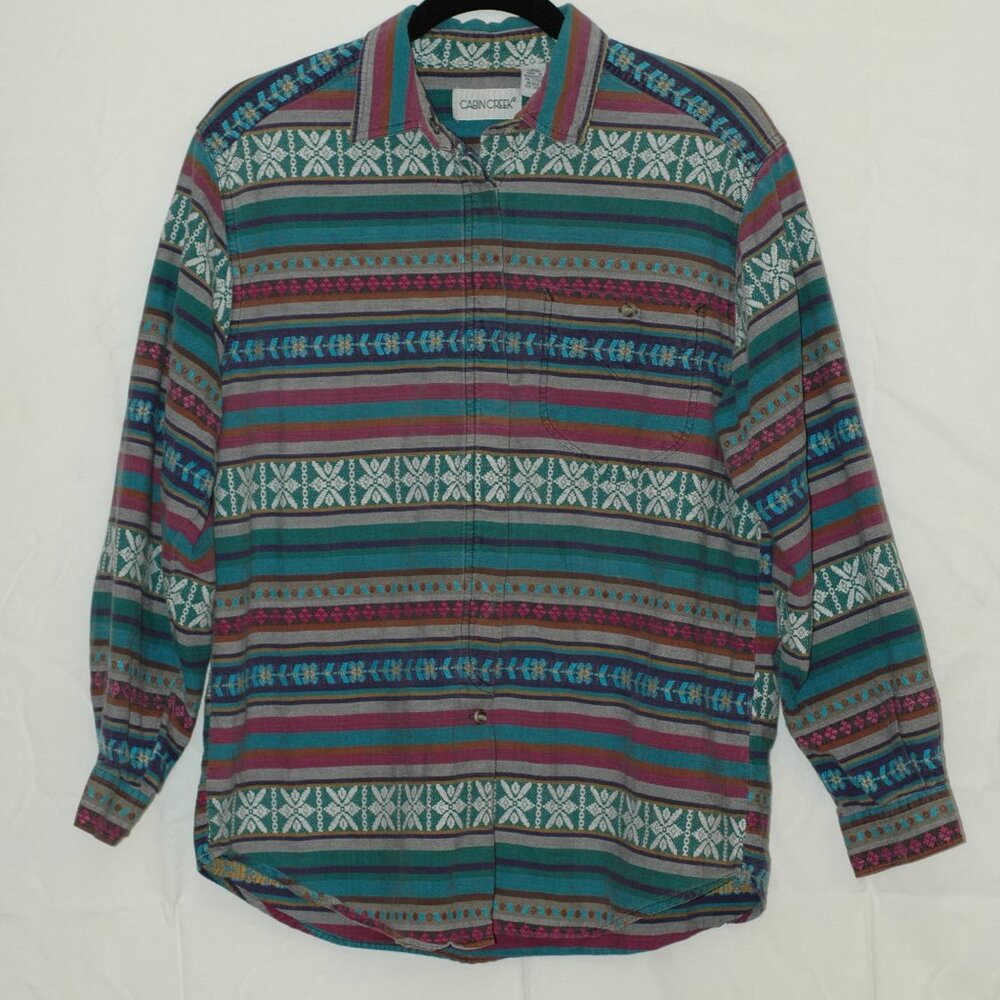 Vintage Cabin Creek Southwestern Aztec Shirt | Size L | Western Boho Button-Up